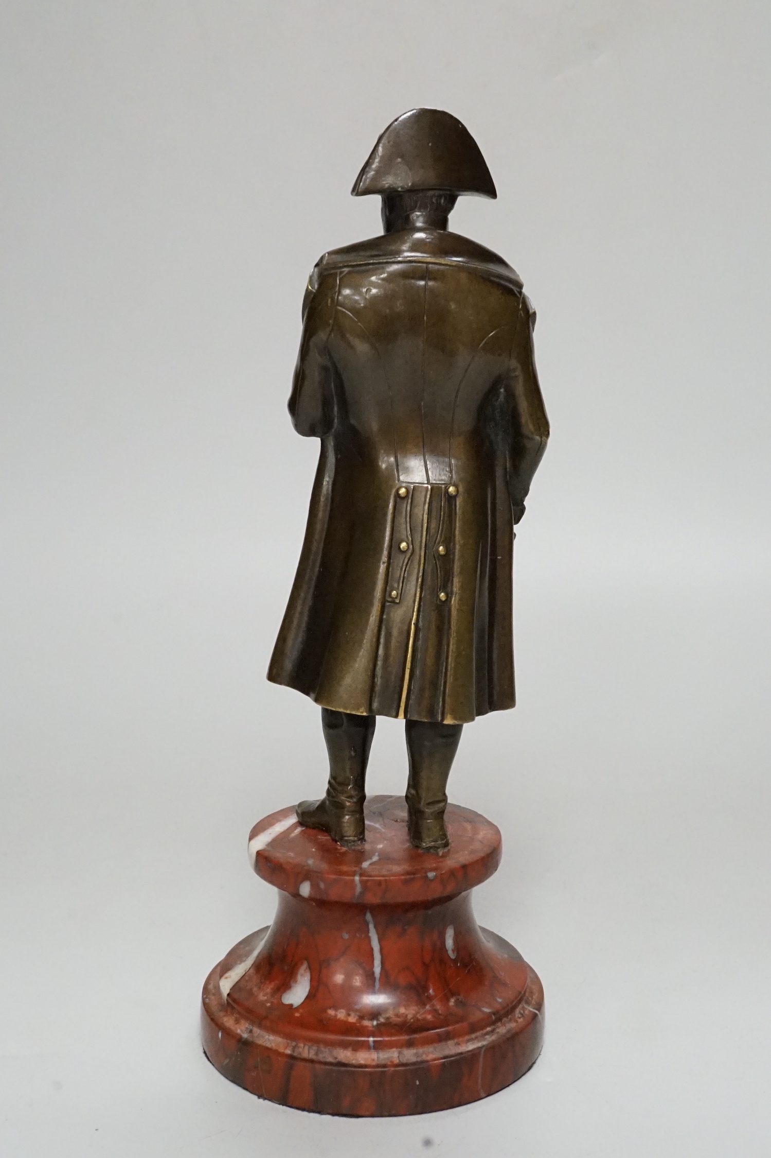 An early 20th century bronze of Napoleon on marble base, 21cm